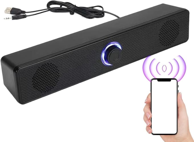 Draadloze Soundbar - Computer Speaker - Audio Streaming - Kamervullend Geluid - 7 x 8 x 7 cm - Zwart