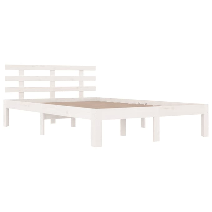 vidaXL - Bedframe - massief - hout - wit - 135x190 - cm