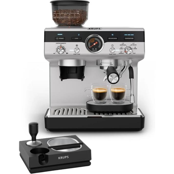 Tefal Precision+  XP804T pistonmachine met ingebouwde molen en tamping station accessoire