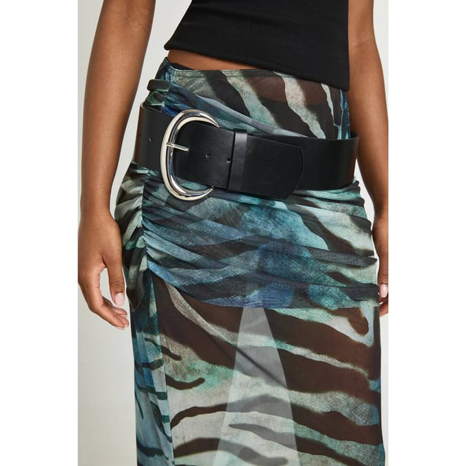boohoo Dames Statement Brede Riem Met Grote Gesp | Zwart | Maat: Small/Medium