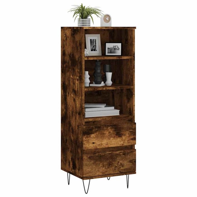 vidaXL - Hoge - kast - 40x36x110 - cm - bewerkt - hout - gerookt - eiken