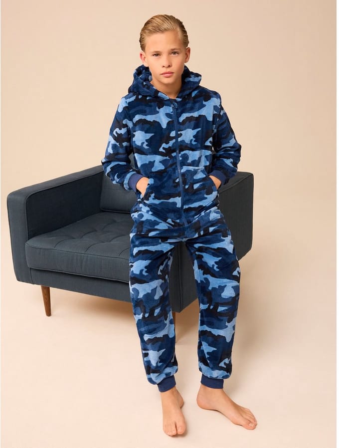 Next - Jongens - Onesie fleece pyjama - Blauw