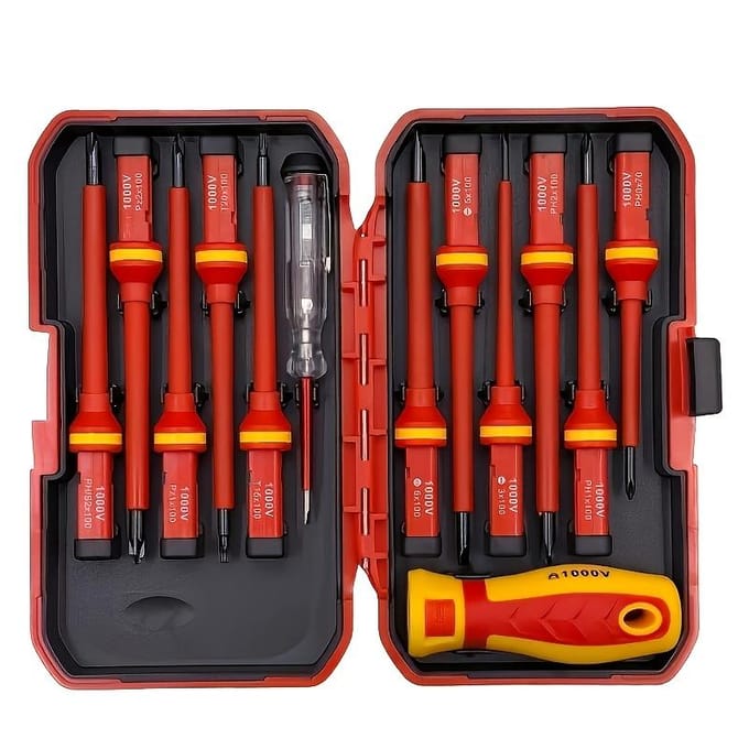 13-delige Magnetische Schroevendraaierset met Verwisselbare Bits - Duurzaam Staal, Ideaal voor Elektriciens & Doe-het-zelf Reparaties 13pcs red