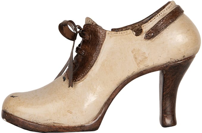 Clayre & Eef Decoratie Beeld Schoen 19x7x12 cm Beige Kunststof