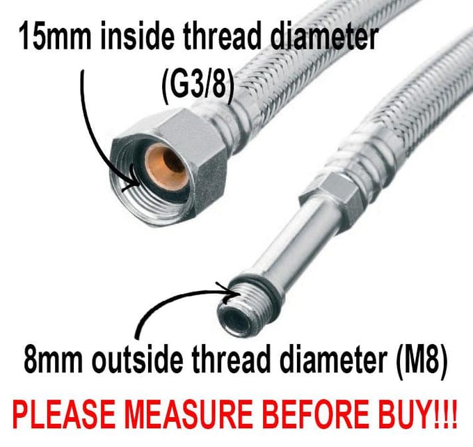 Tuyau Flexible tressé en Acier M8X3/8   Longueur 45 Cm