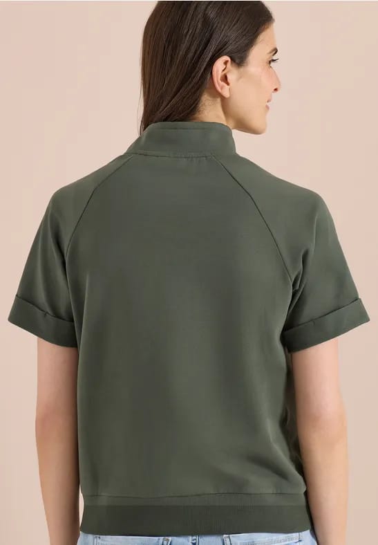 Sweaterjack met korte mouwen en ritssluiting