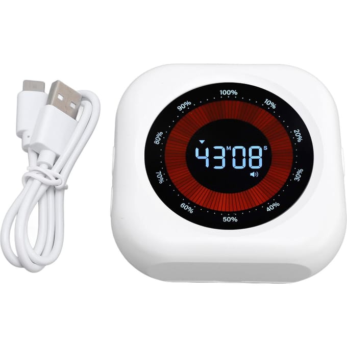 Digitale Visuele Timer Stille Oplaadbare Bureau Timer met VA Display Duidelijke Cijfers Instelbaar Volume white