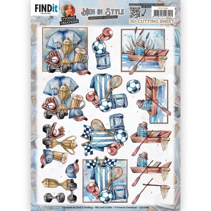 3D Cutting Sheet - Yvonne Creations - Men in Style - Sports 1 stuks