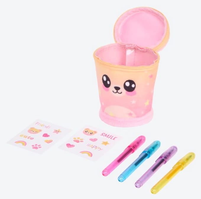 Etui-sleutelhanger Keychain pencil case 4 mini gelpens & stickers - Beer