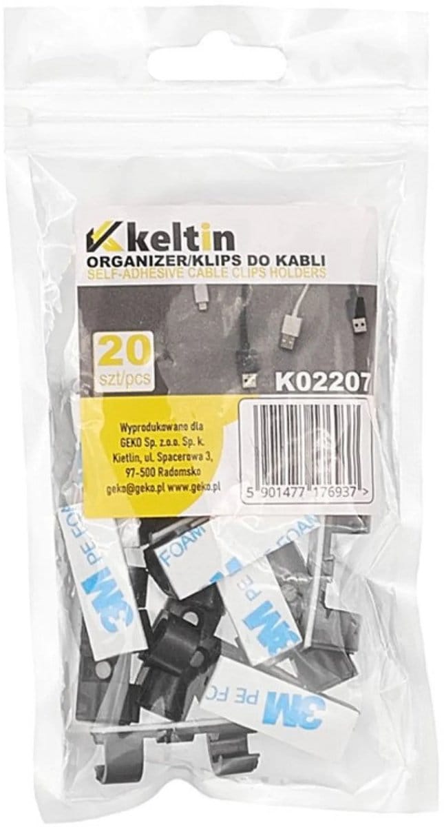Keltin 20 zelfklevende kabelclips - compact - duurzaam - 30x10 mm - set van 20