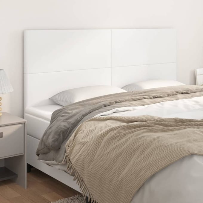 vidaXL - Hoofdbord - wit - 160x5x118/128 - cm - kunstleer