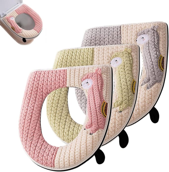 Zachte en Wasbare Toiletbril Covers, Set van 3, Antibacterieel, Met Rits en Comfortabele Padding
