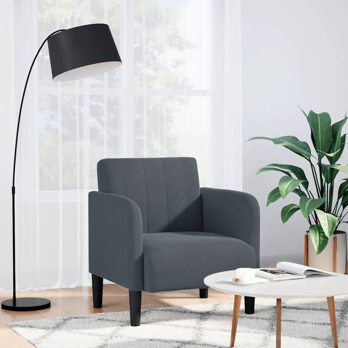 vidaXL - Fauteuil - met - armleuningen - 54 - cm - fluweel - donkergrijs