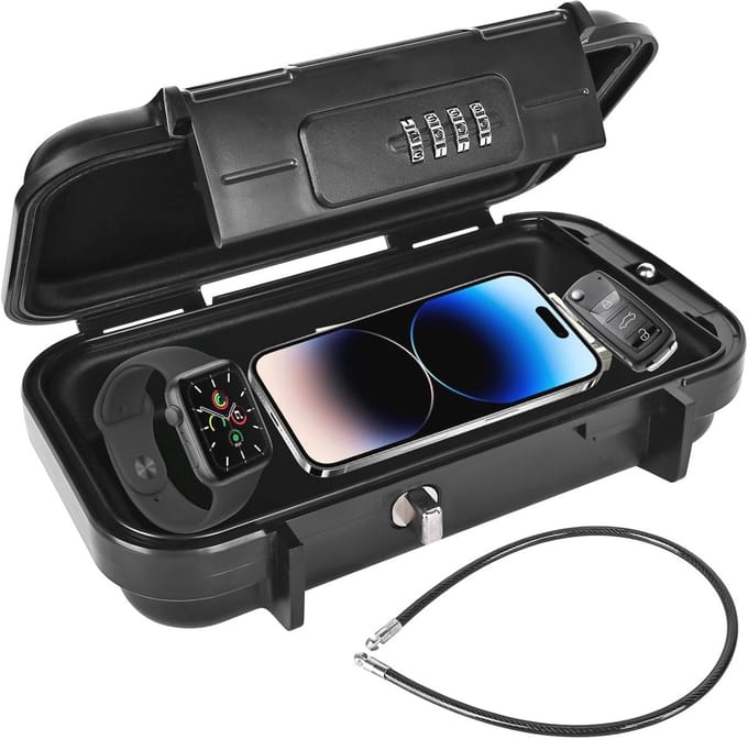 Waterdichte Portable Safe met 4-cijferige Combinatiecode en Afneembare Stalen Kabel voor Reizen, Camping en Stranden