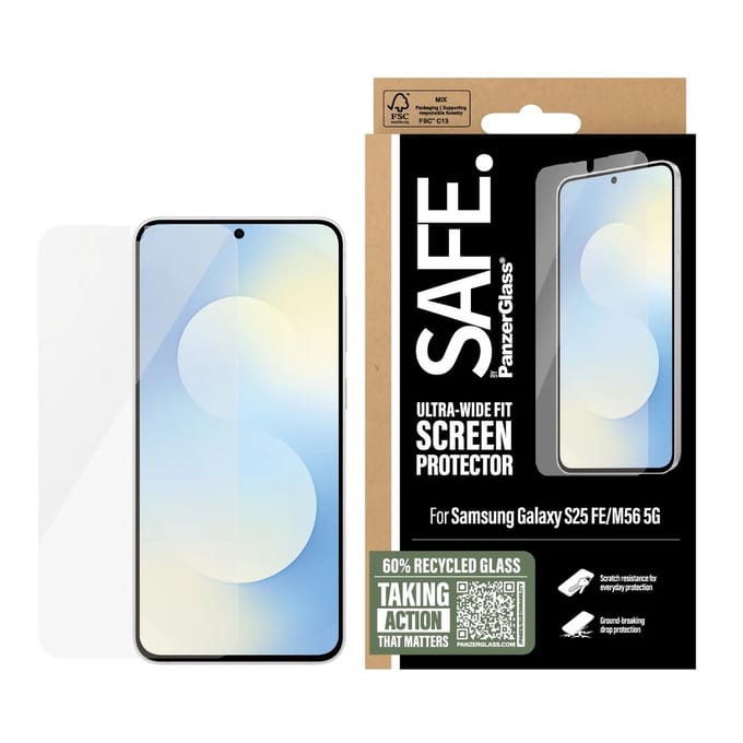 SAFE by PanzerGlass Ultra-Wide Fit Screenprotector geschikt voor Samsung Galaxy S25 FE