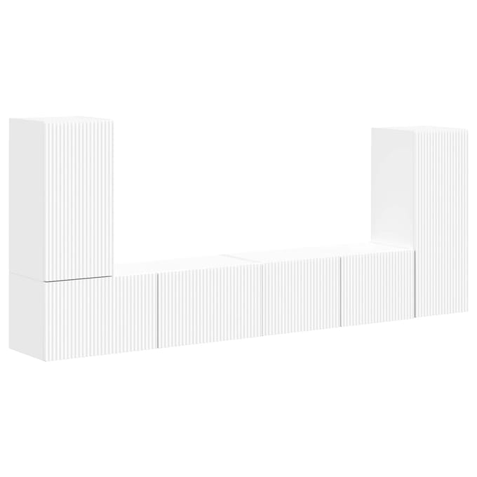 vidaXL - Tv-meubelset - 4 - st - Wit - Bewerkt - hout
