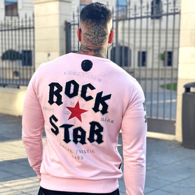 Luxe Heren Trui - Rock My World Cat - Roze