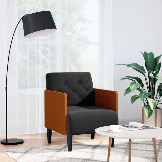 vidaXL - Fauteuil - met - armleuningen - 55 - cm - fluweel - zwart