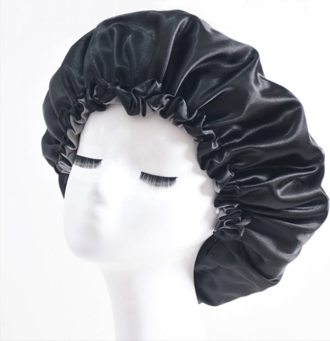 Finnacle - slaapmuts - satijnen bonnet - zwart