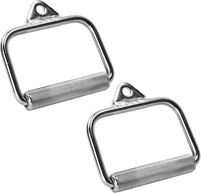 Eenhandsgreep - D-greep kabelgreep - Krachttraining thuis - Draaibare handgreep - 25 cm diameter - Chroom