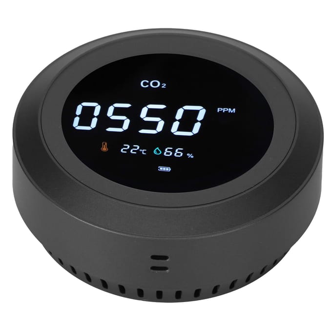 Multifunctionele Luchtkwaliteitsdetector Draagbare CO2 Temperatuur Vochtigheid Monitor Zwart black