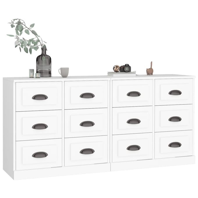 vidaXL - Dressoirs - 2 - st - bewerkt - hout - wit