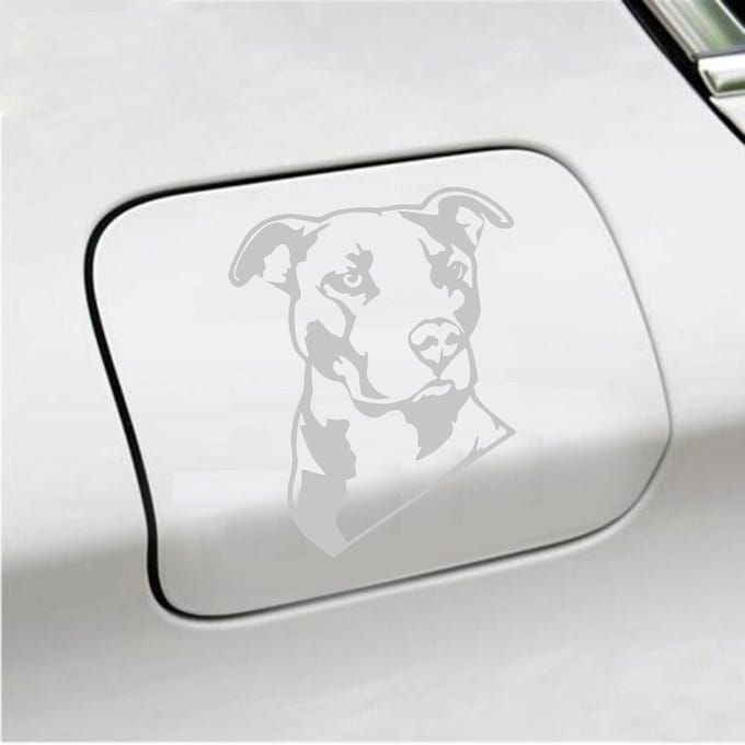 Bumpersticker - Pitbull  - 13 X 11 - Licht Grijs