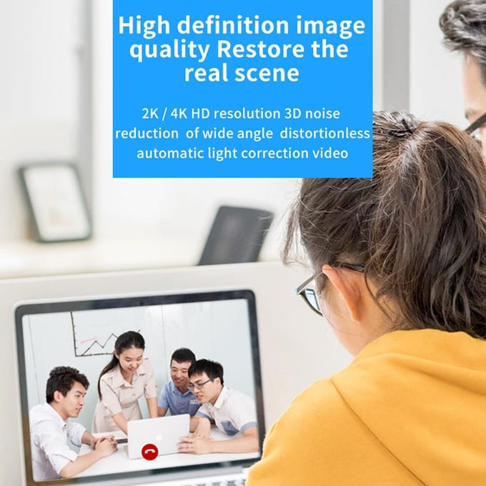 1080P-webcam met instelbare licht- en ruisonderdrukkende microfoons, USB-webcam voor online zwart