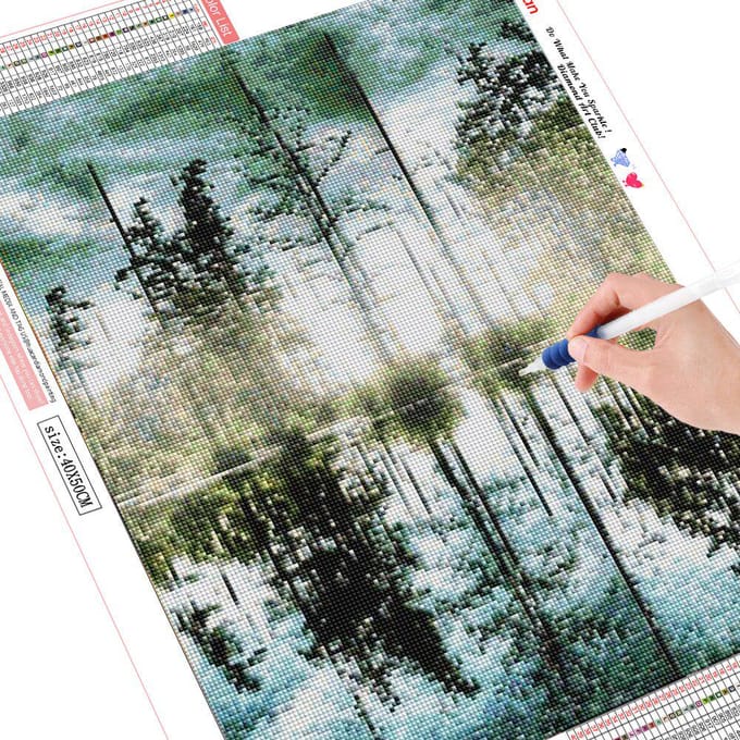 Broderie Diamant Affichage Complet Paysage Mosaïque Image Diamant Rond 20X30 gray
