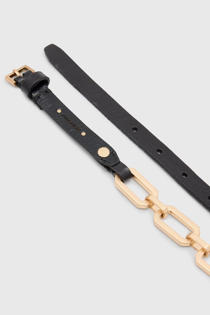 AllSaints Helly Chain Belt Black/warm Brass Größe: S-M | Gürtel Outlet | Damen | Schwarz