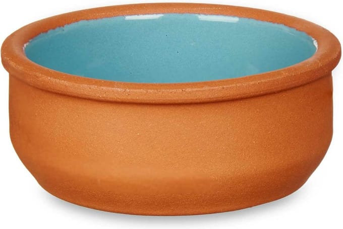 La Dehesa Tapas/creme brulee serveer schaaltjes - 6x - mini - terracotta/blauw - 8 x 4 cm