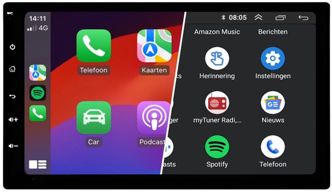 Universele 1 DIN Autoradio | 9 inch | Draadloos CarPlay & Android Auto
