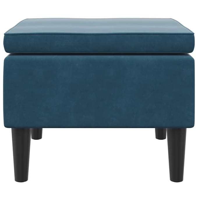 vidaXL - Kruk - met - houten - poten - fluweel - blauw