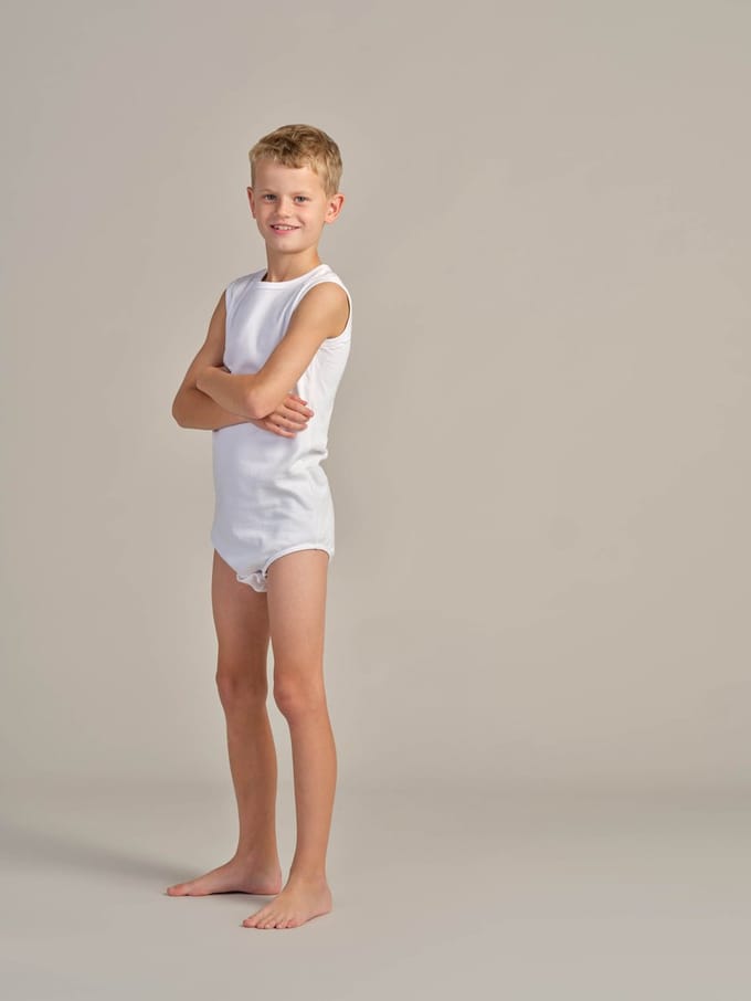 Kinder body met drukknoopjes - Wit - 164