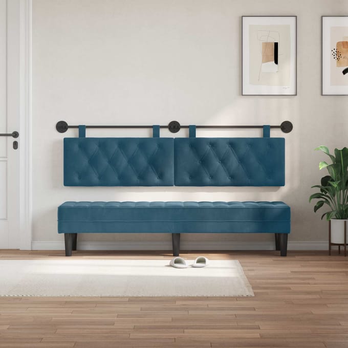 vidaXL - Hangend - hoofdbord - Blauw - Fluweel