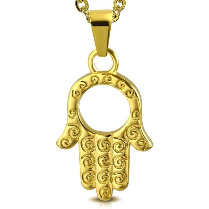 Montebello Ketting Asunta G - 316L Staal - Hamsa/Fatima - 26x16mm - 45cm