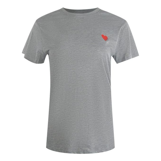 Love Moschino T-shirt Met Klein Rood Hartje-logo In Grijs