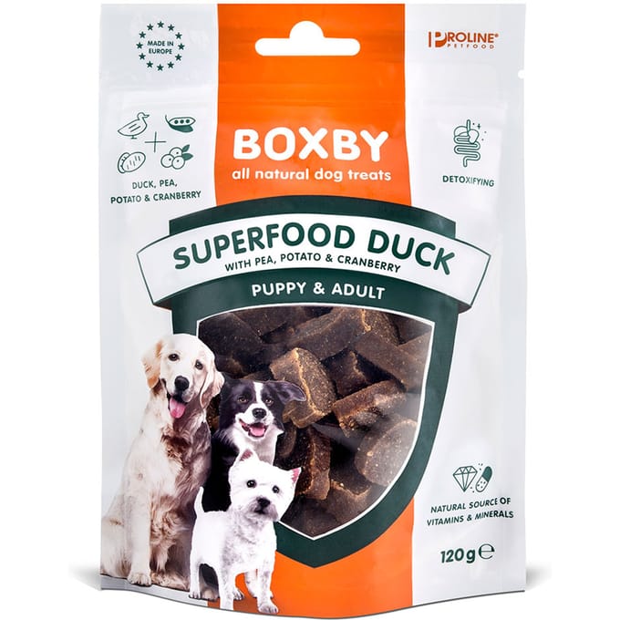 Boxby Hondensnacks Superfood met Eend, Erwten en Cranberry - 120 g
