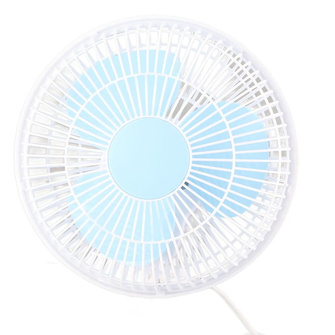 Mini elektrische ventilator, compact, 3 ventilatorbladen, bureauklemventilator voor studentenhuis, nachtkastje, kantoor, CN white