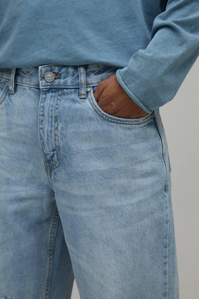 Leopard Rip & Repair Stonewash Relaxed Fit Jeans | Size 48