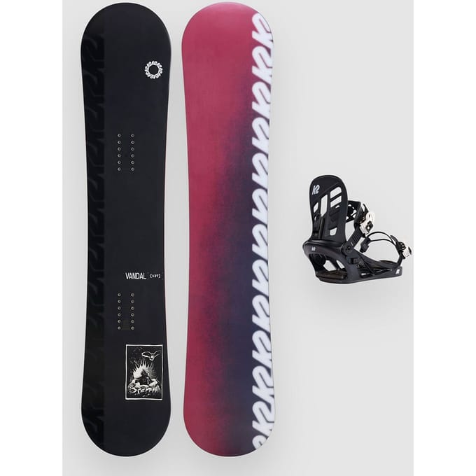 K2 Vandal + YOU+H black M 2026 Kids Snowboard Set patroon