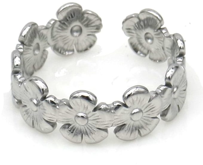 Ring - RVS - bloemen - verstelbaar