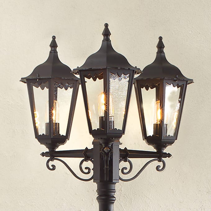 Konstsmide Mastlamp Firenze, 3-lamps, zwart