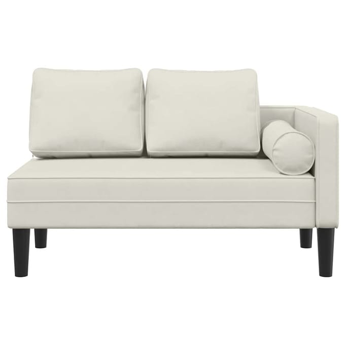vidaXL - Chaise - longue - met - kussens - fluweel - crèmekleurig