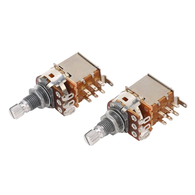 2 STUKS Gitaar Potentiometer A1M B1M Combinatie 18mm Gekartelde As Elektrische Bas Potmeters voor Volume en white