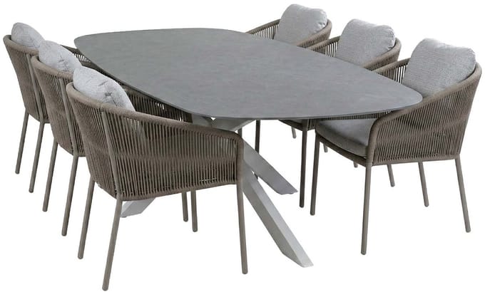 Tuinset Alezio/Barletta | 6 personen | Deens ovaal 240 cm | Rope & kunststof