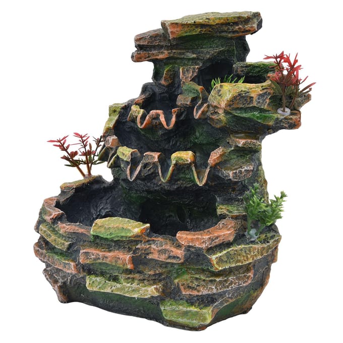 Desktop Fontein Binnen Waterval Rotsenlandschap Elektrische Decoratie met Verstuiver voor Huis Kantoor black