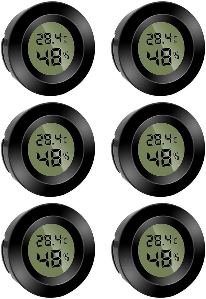 6 Stuks Digitale Mini Hygrometer Thermometer Rond Luchtvochtigheid en Temperatuurmeter