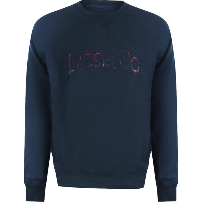 Diesel Sweatshirt Met Verweerd Logo En Total Eclipse-print In Blauw