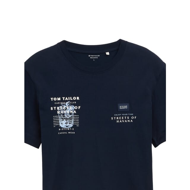Tom Tailor - T-shirt - Heren - XL - Blauw - Katoen - 1046751